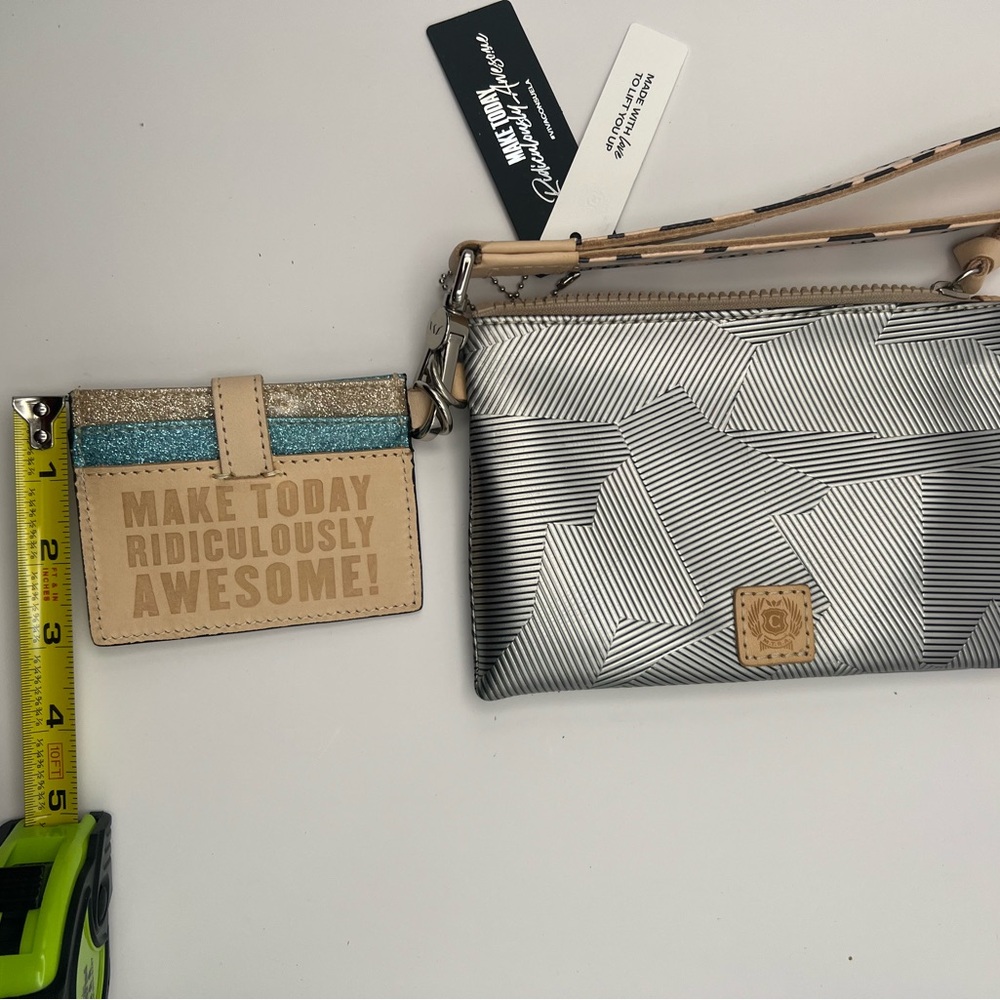 Consuela Silver and Tan Clutch Wristlet - Picture 9 of 10